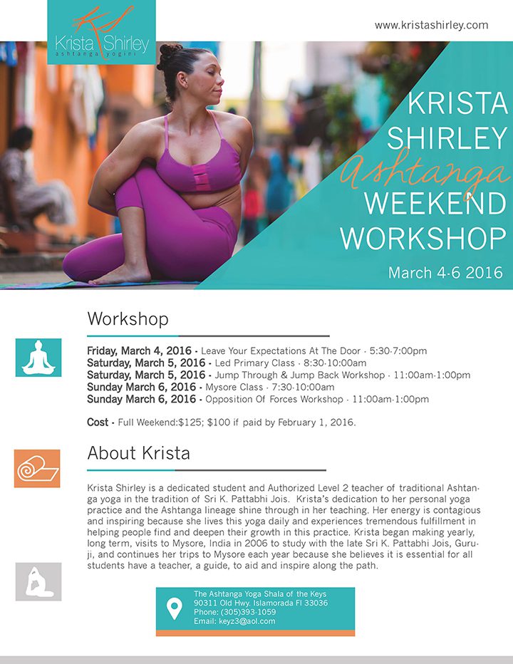 Ashtanga Yoga Workshop with Krista Shirley in the Florida Keys.