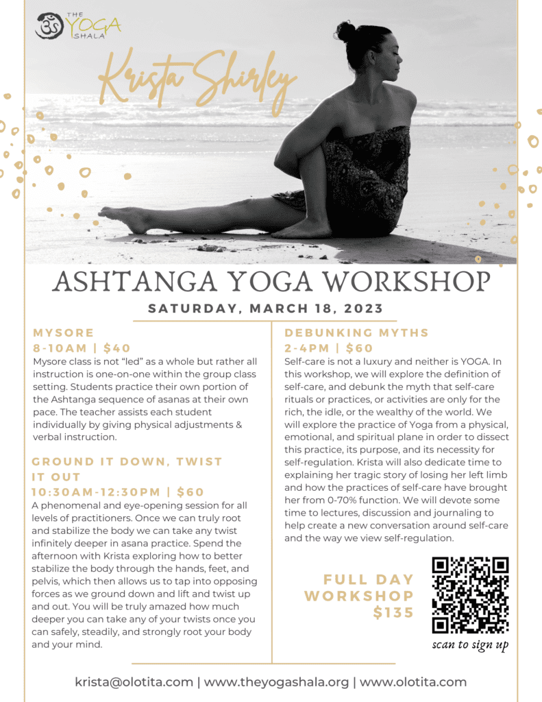 ashtanga yoga workshop with krista shirley at The Yoga Shala in Winter Park Florida